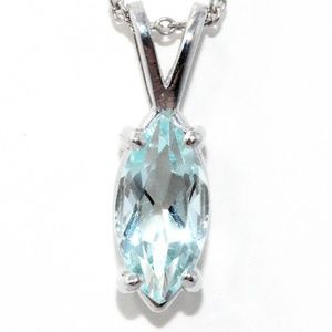 1 Ct Aquamarine Marquise Pendant Sterling Silver